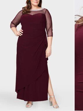 Alex Evenings Fig Maya Matte Jersey Ruched Dress